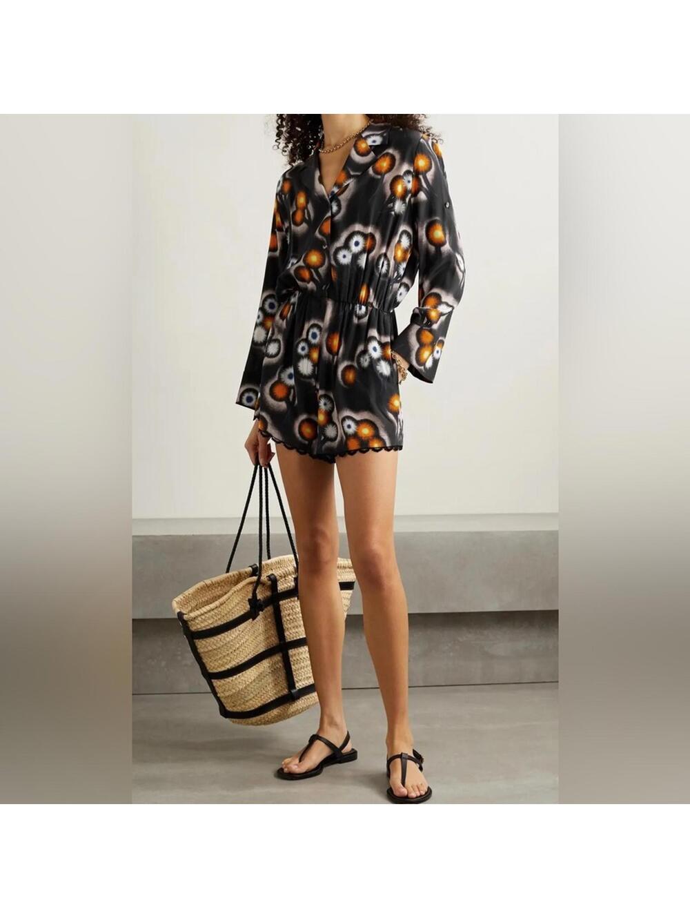 NWT Jason Wu Black and Orange Organic Retro Romper Sz 12
